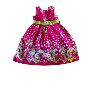 Rare Editions Girl’s Pink Polka Dot Butterfly Dress Size 4T